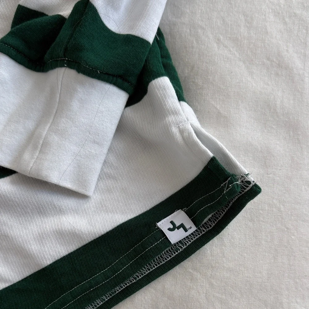 JoyLab Green and White Striped Crop Top - Picture 2 of 5